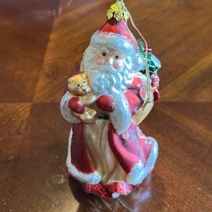 PartyLite 2002 Father Christmas Glass Ornament